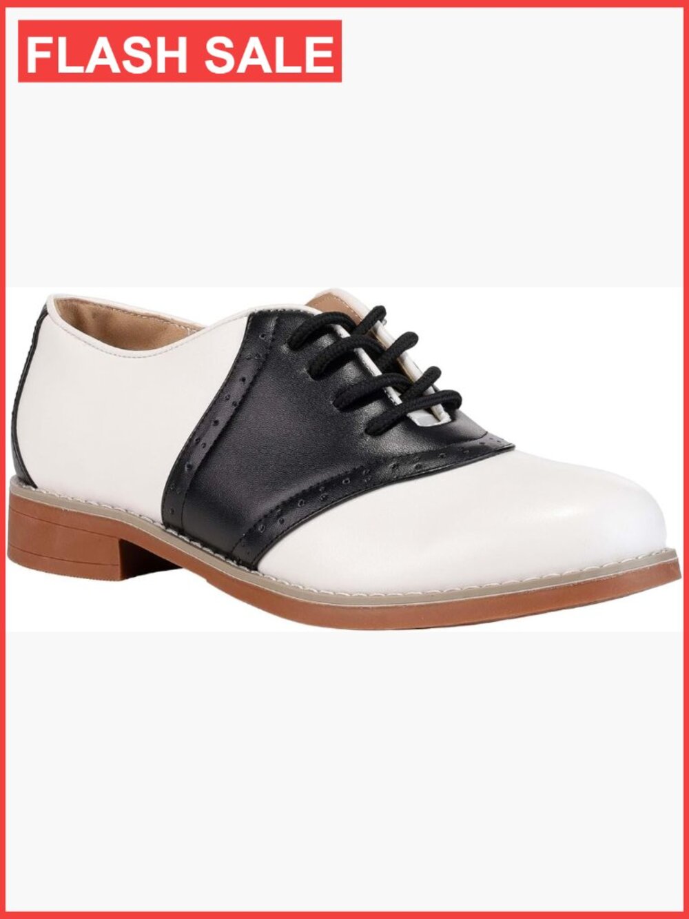 1950s Vintage Style Saddle Shoes Lace-Up Oxfords Retro Costume Footwear Size 7
